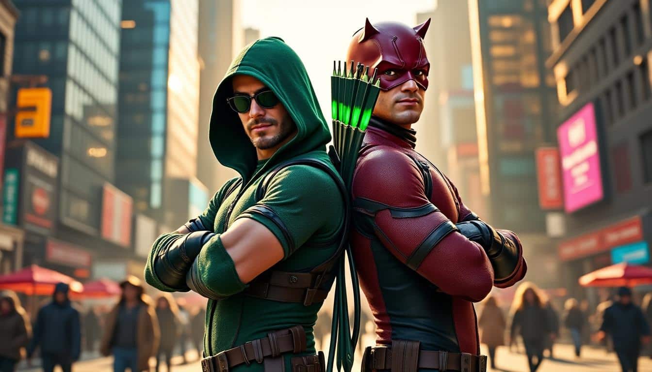 discover the incredible meeting between green arrow and daredevil, two superheroes with distinct philosophies. immersed in a world of conflicts and challenges, can they overcome their differences to become unexpected allies? a captivating exploration of the unlikely bonds between opposing personalities.